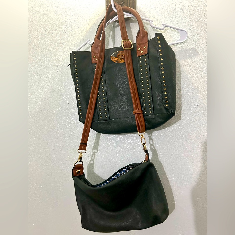 2 in 1 black faux leather bag, by BLACK REVIT
